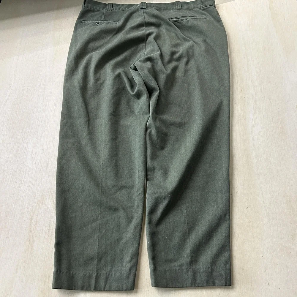 Vintage Green Twill Chino Pants Mens 42x29 Straight Regular Fit Casual Workwear